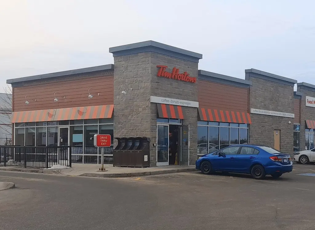 Tim Hortons storefront and interior at 2234 Hwy #12, Brechin, ON