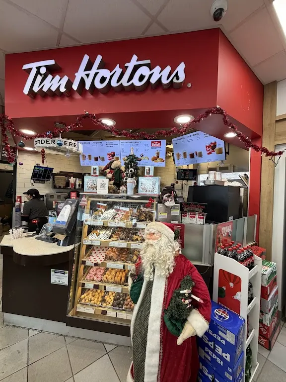 Tim Hortons storefront and interior at 355 Stewart Blvd, Brockville, ON