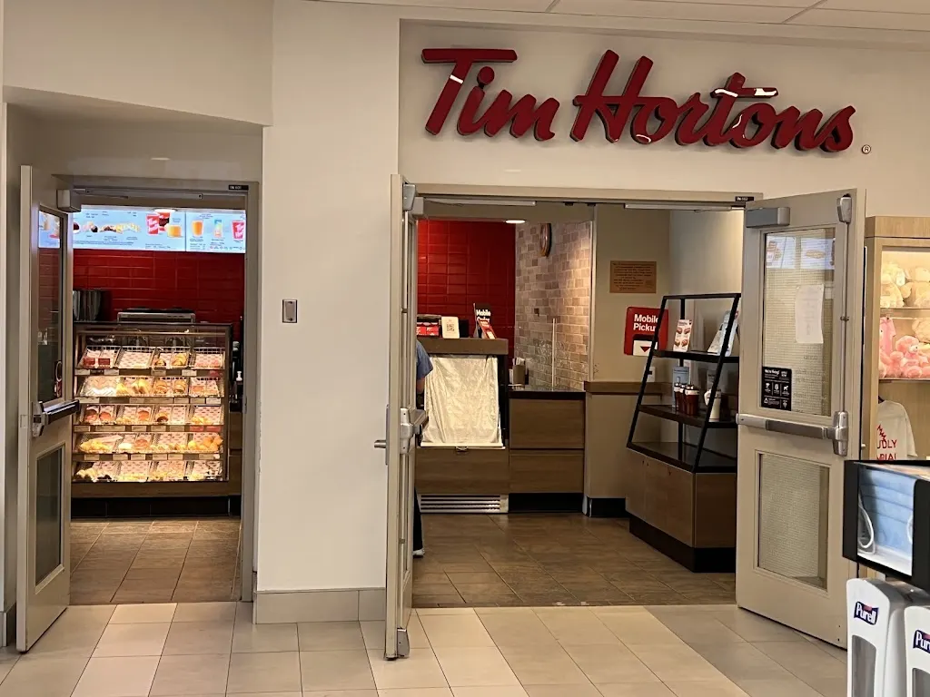 Tim Hortons storefront and interior at Joseph Brant Hospital, Burlington, ON