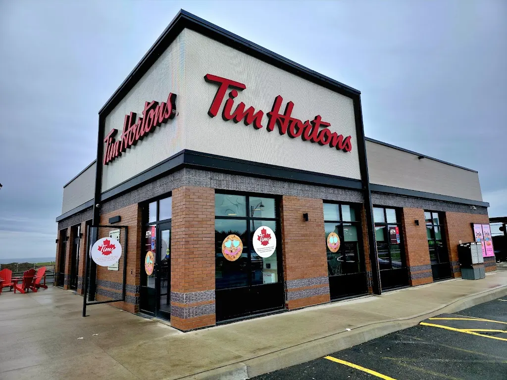 Tim Hortons storefront and interior at 3339 N. Service Road, Burlington, ON