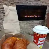 Tim Hortons storefront and interior at 4033 New Street, Burlington, ON