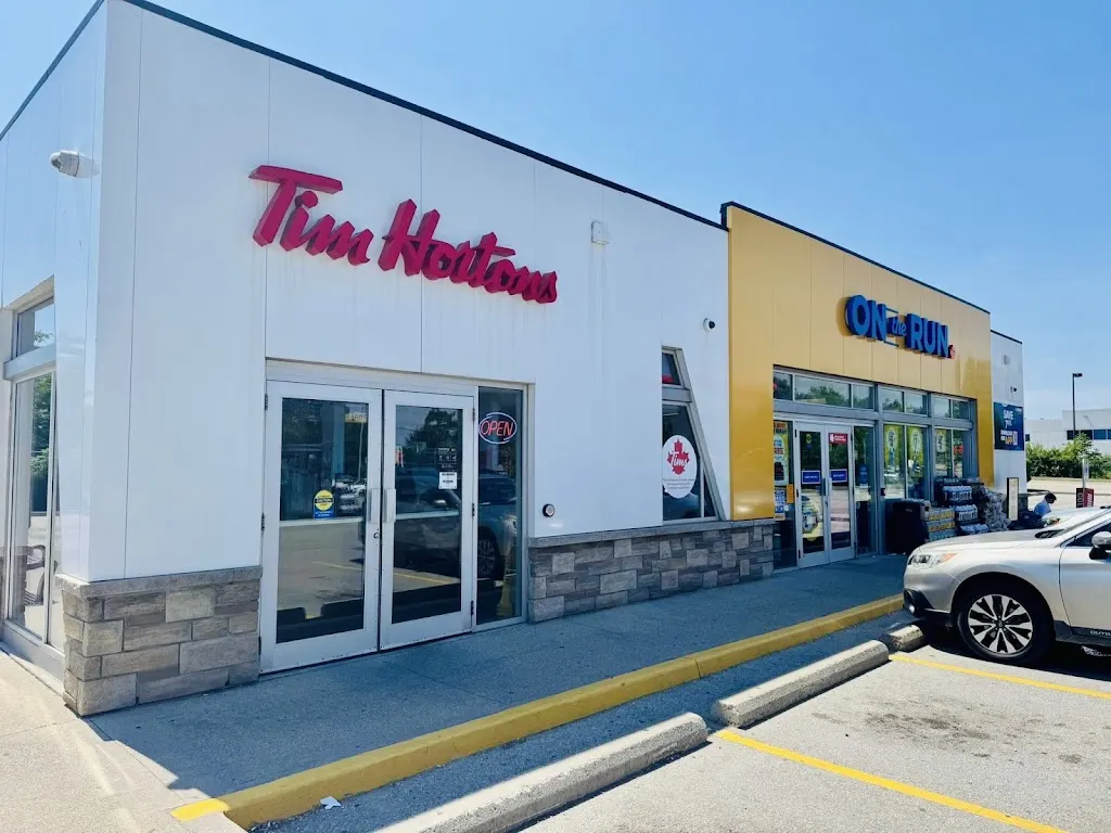 Tim Hortons storefront and interior at 4499 Mainway Dr, Burlington, ON