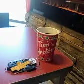 Tim Hortons storefront and interior at 18372 Hurontario Street, Caledon Village, ON