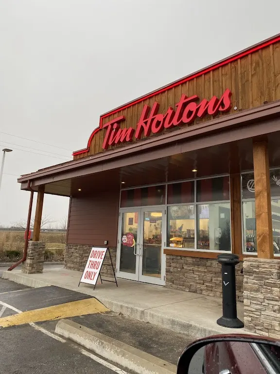 Tim Hortons storefront and interior at 892 Brant County Highway 54, Caledonia, ON