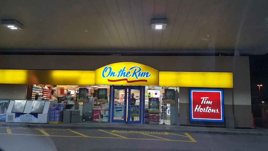 Tim Hortons storefront and interior at 31 Dundas Street South, Cambridge, ON