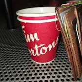 Tim Hortons storefront and interior at 95 Saginaw Parkway, Cambridge, ON