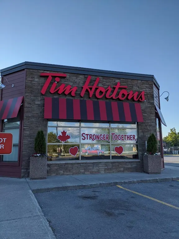 Tim Hortons storefront and interior at 148 Grand Rd, Campbellford, ON