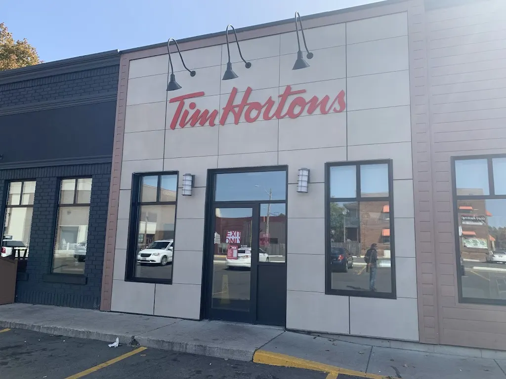 Tim Hortons storefront and interior at 33 Third Street, Chatham, ON