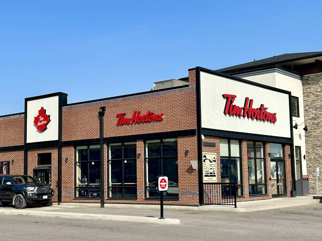 Tim Hortons storefront and interior at 9 Pembroke Street, Cobden, ON