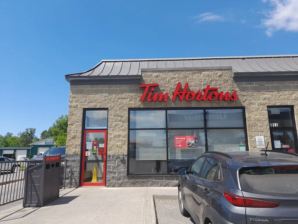 Tim Hortons storefront and interior at 970 Division St, Cobourg, ON