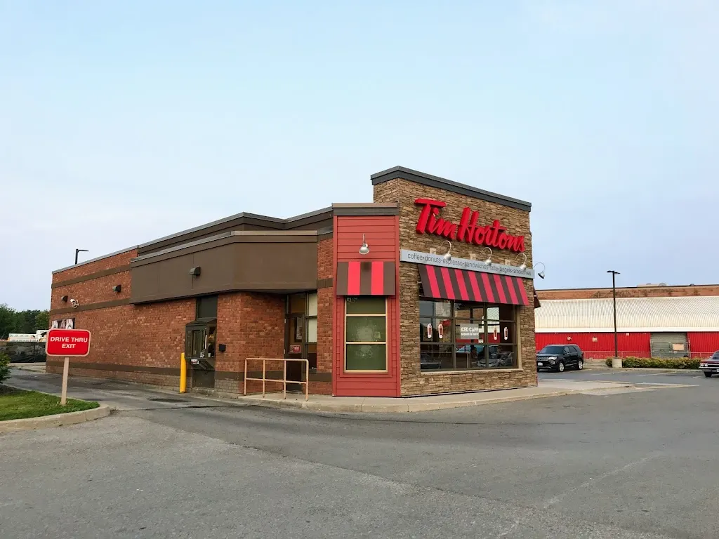 Tim Hortons storefront and interior at 1011 Division Street Circle J Convenience Store, Cobourg, ON