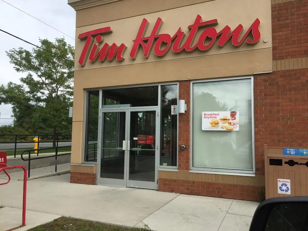 Tim Hortons storefront and interior at 1125 Elgin St West, Cobourg, ON