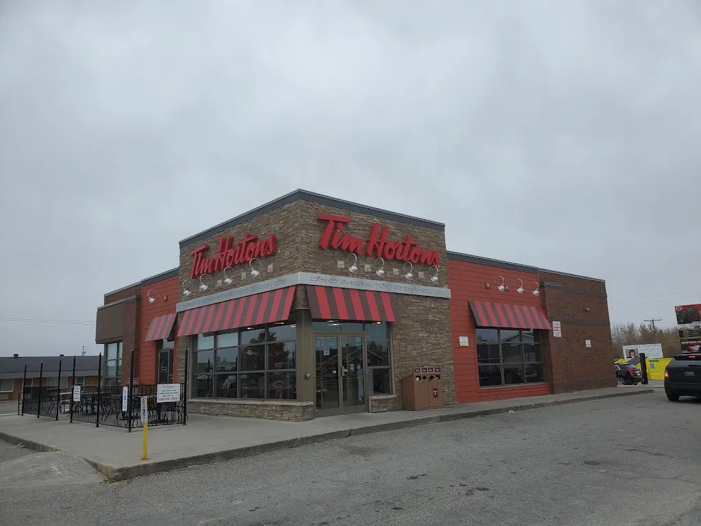 Tim Hortons storefront and interior at 73 Hwy 11 W, Cochrane, ON