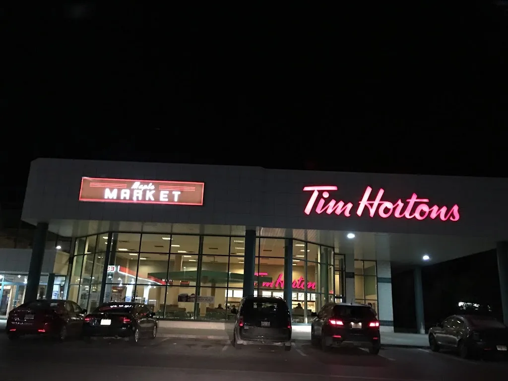 Tim Hortons storefront and interior at 289 Big Apple Dr, Colborne, ON