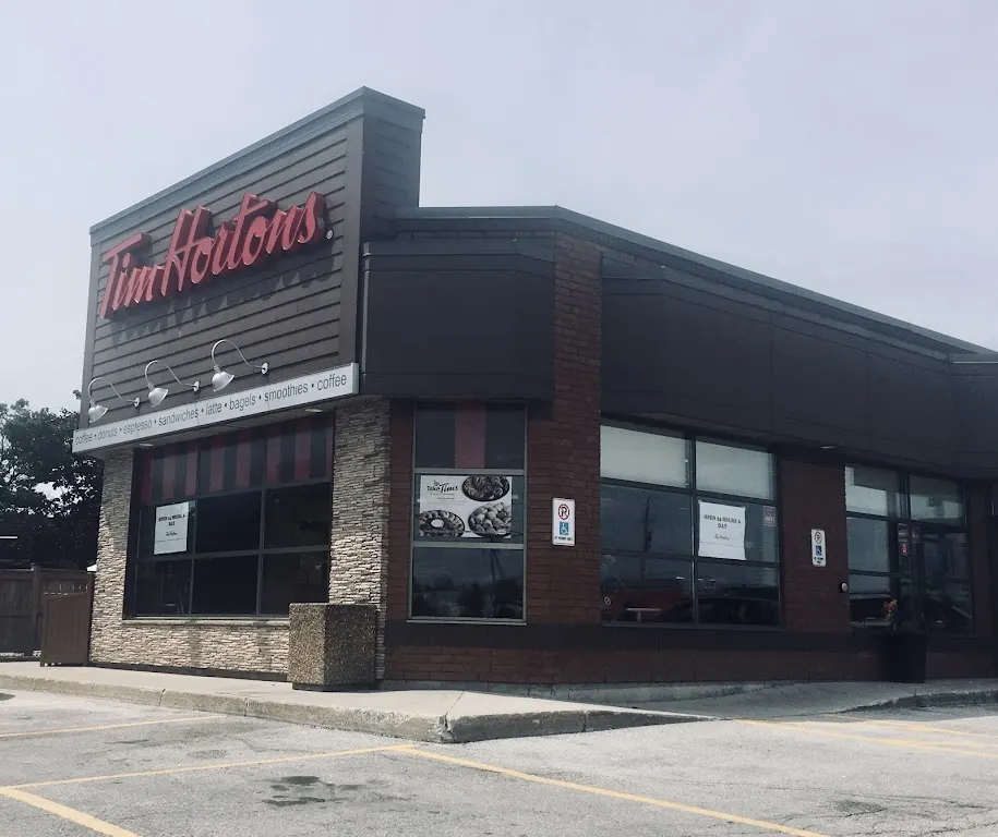 Tim Hortons storefront and interior at 501 Hume St, Collingwood, ON