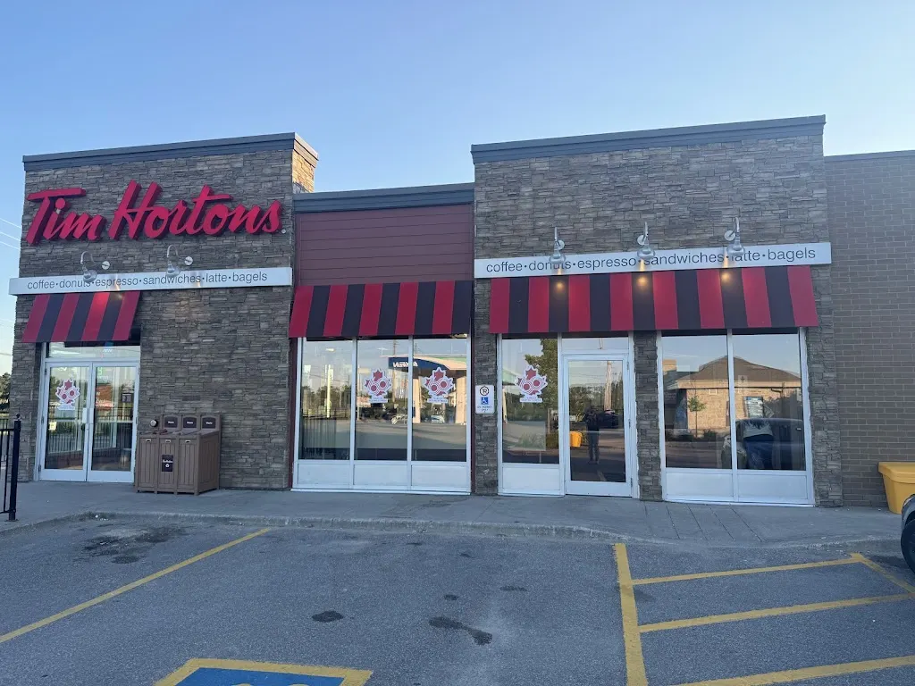 Tim Hortons storefront and interior at 7618 Poplar Side Road, Collingwood, ON