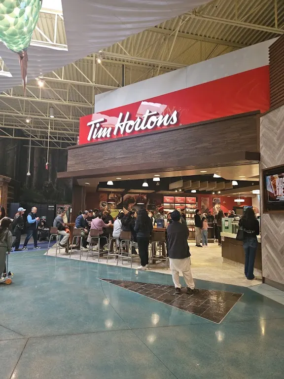Tim Hortons storefront and interior at 1 Bass Pro Mills Dr, Concord, ON