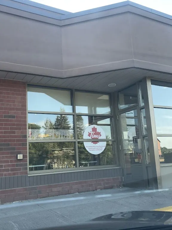 Tim Hortons storefront and interior at 48 Queen St West, Cookstown, ON