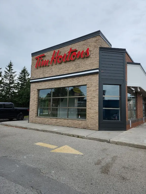 Tim Hortons storefront and interior at 2147 Dorchester Rd, Dorchester, ON