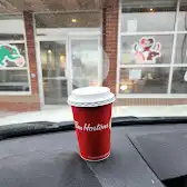 Tim Hortons storefront and interior at 152 North Queen St, Etobicoke, ON