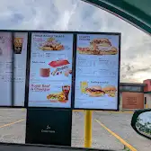 Tim Hortons storefront and interior at 1569 The Queensway, Etobicoke, ON