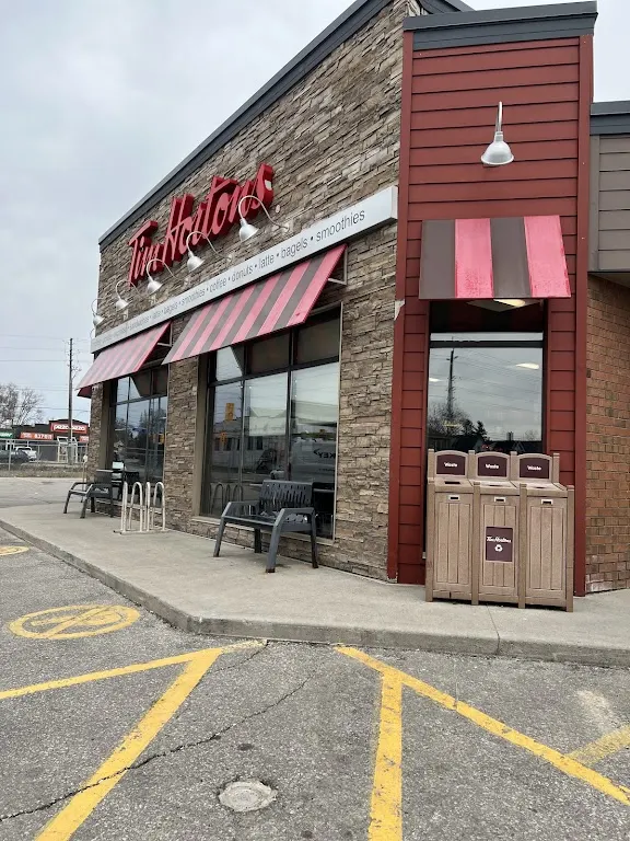 Tim Hortons storefront and interior at 204 Victoria Rd South, Guelph, ON