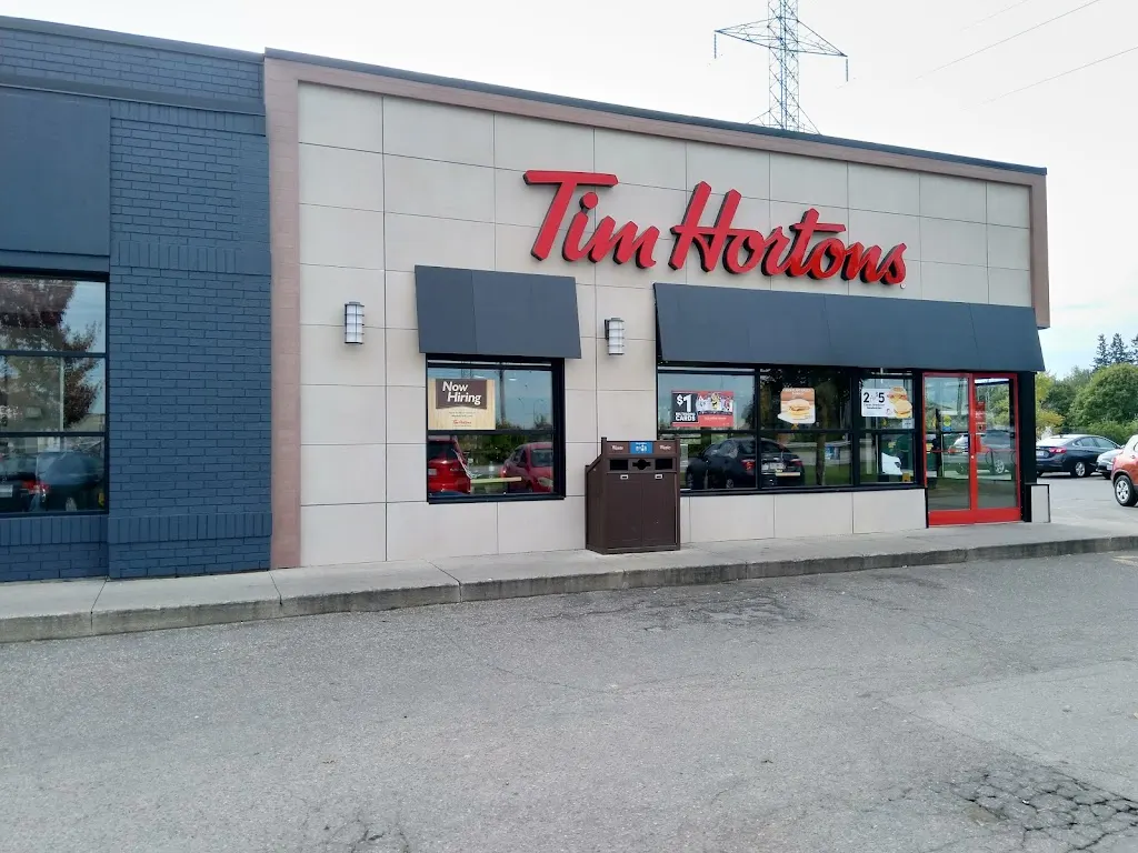 Tim Hortons storefront and interior at 232 Silvercreek Parkway N, Guelph, ON