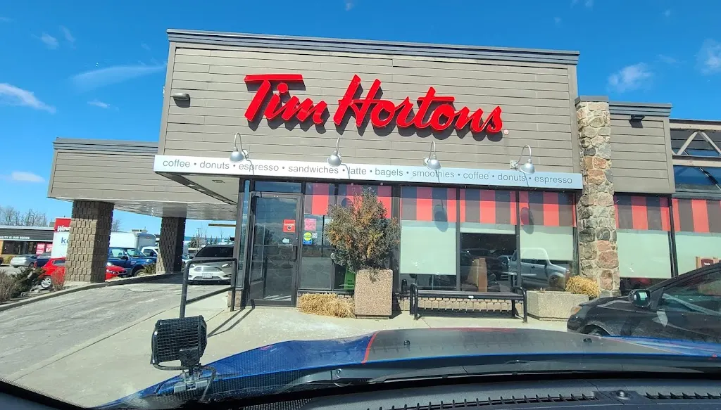Tim Hortons storefront and interior at 415-a Woodlawn Rd W, Guelph, ON