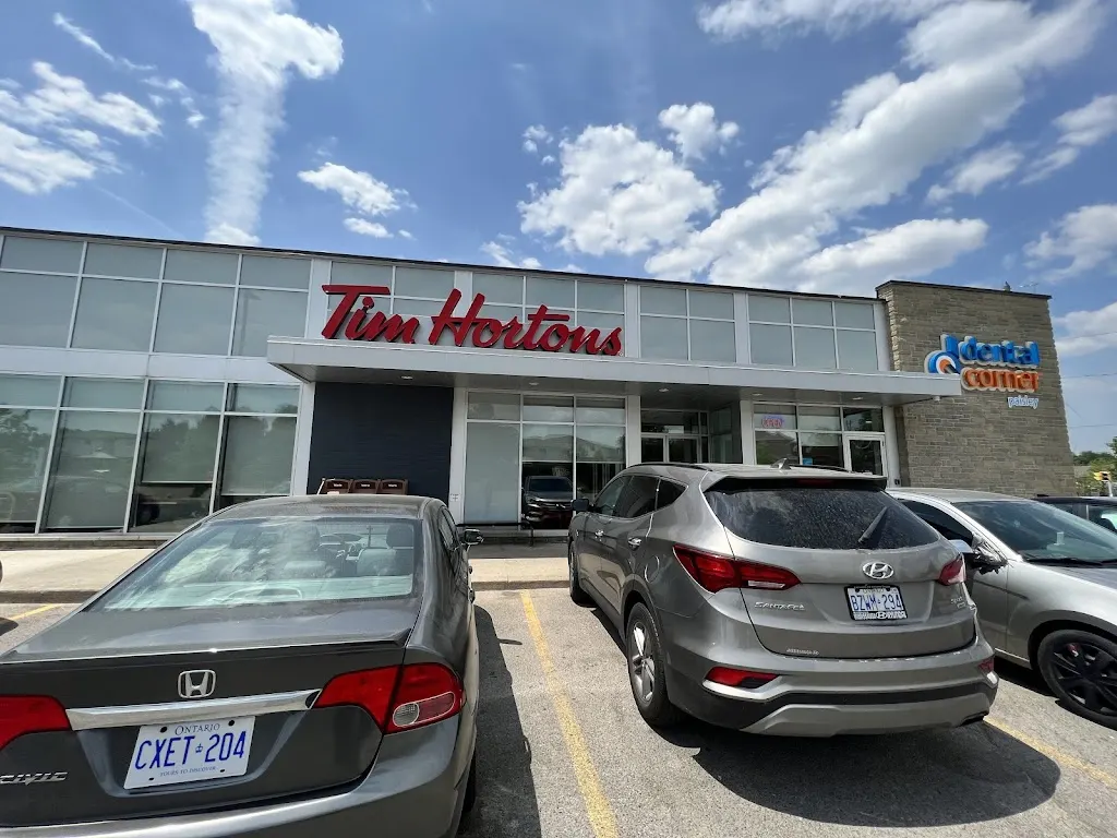 Tim Hortons storefront and interior at 950 Paisley Rd, Guelph, ON