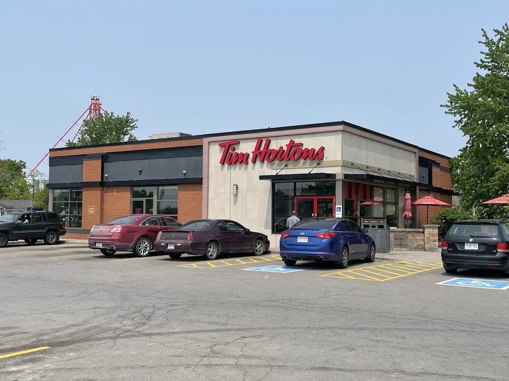 Tim Hortons storefront and interior at 5 Railway St, Hagersville, ON