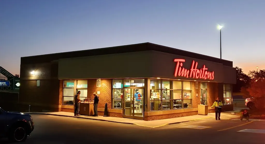 Tim Hortons storefront and interior at 505 Rymal Rd East, Hamilton, ON