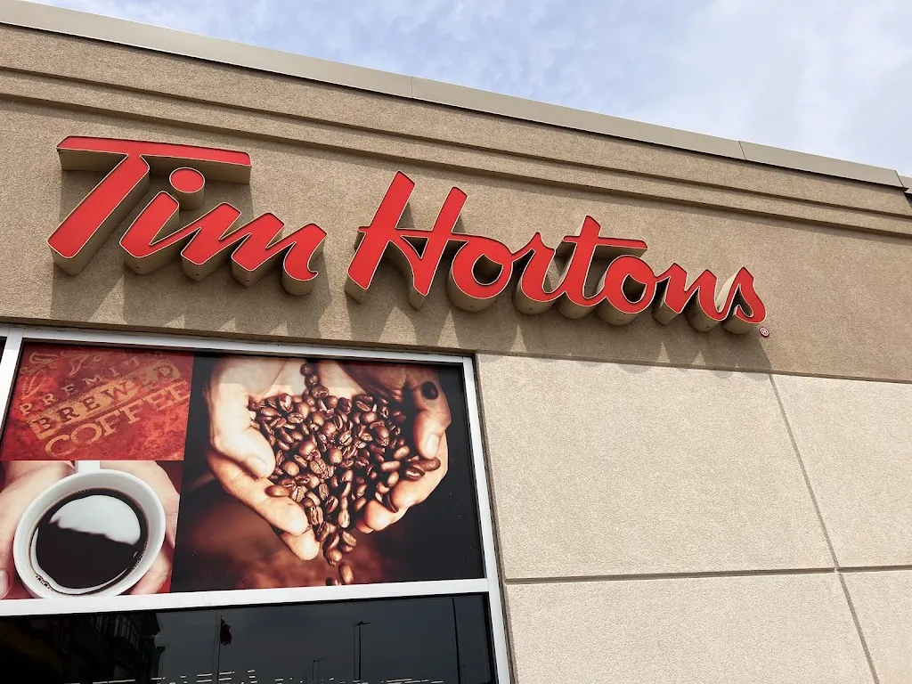 Tim Hortons storefront and interior at 651 Upper James, Hamilton, ON