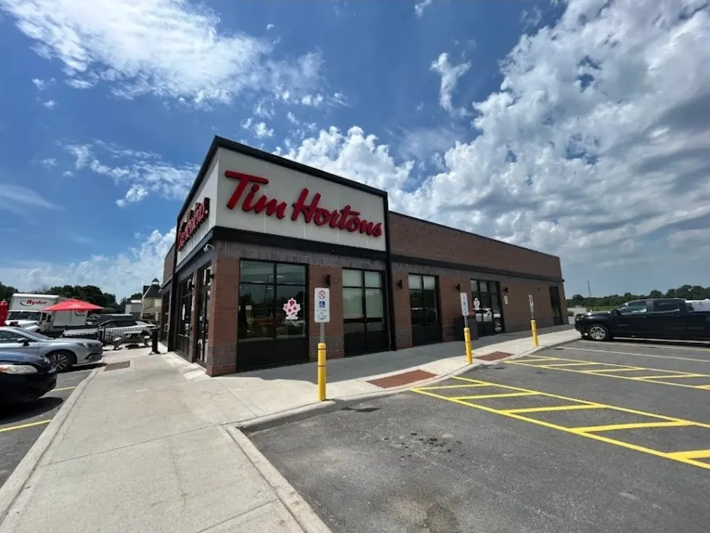 Tim Hortons storefront and interior at 458 County Rd 17, Hawkesbury, ON