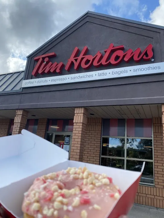 Tim Hortons storefront and interior at 180 West Rd, Huntsville, ON