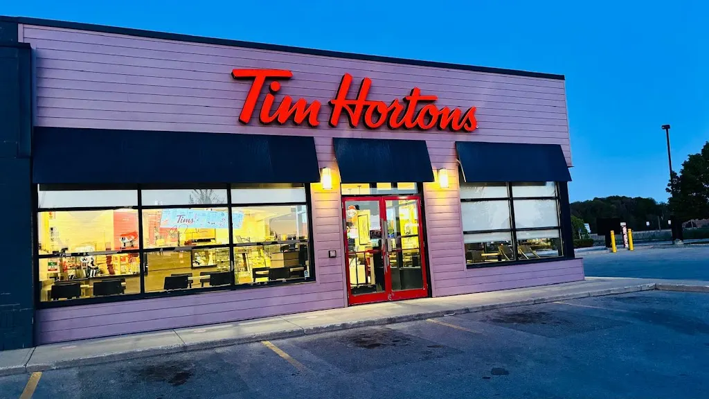 Tim Hortons storefront and interior at 10 Samnah Cres, Ingersoll, ON