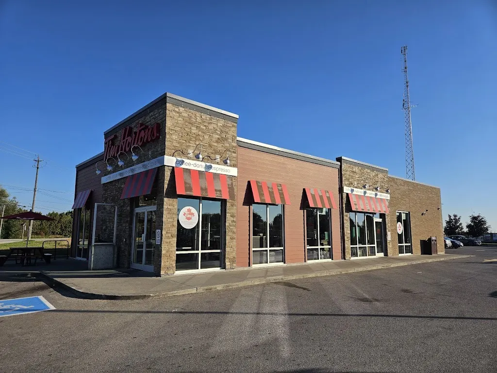 Tim Hortons storefront and interior at 2120 Main St N, Jarvis, ON