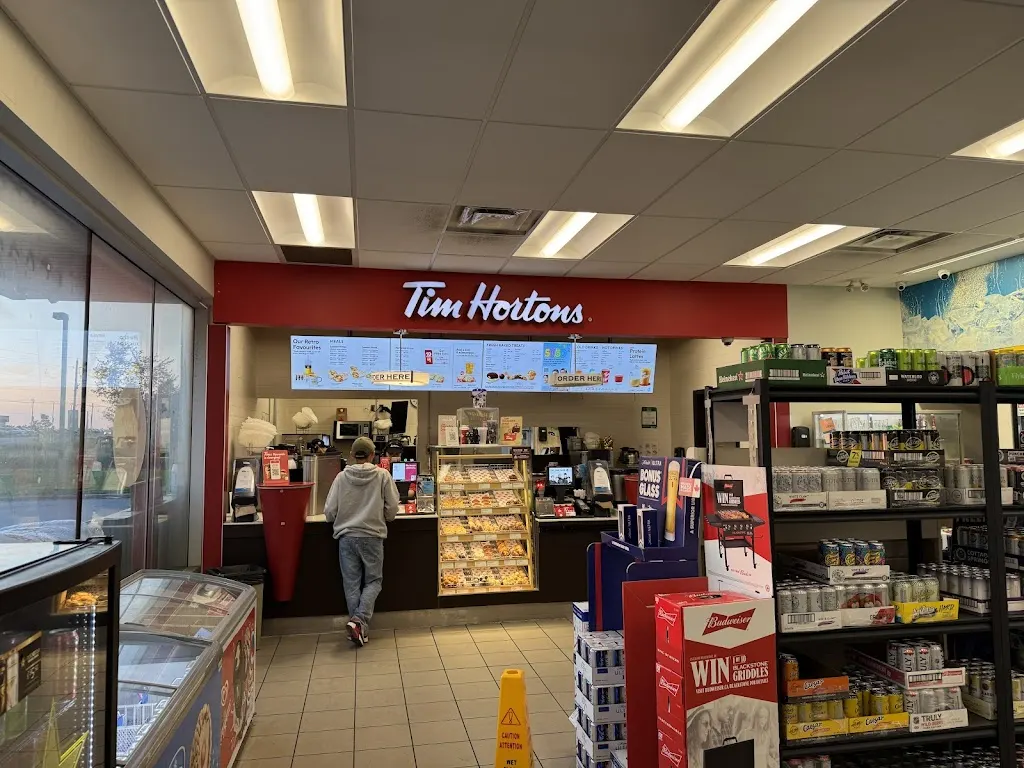 Tim Hortons storefront and interior at 2934 Hwy 35 South, Lindsay, ON