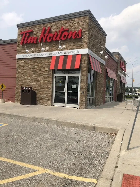 Tim Hortons storefront and interior at 91 Southdale Rd, London, ON