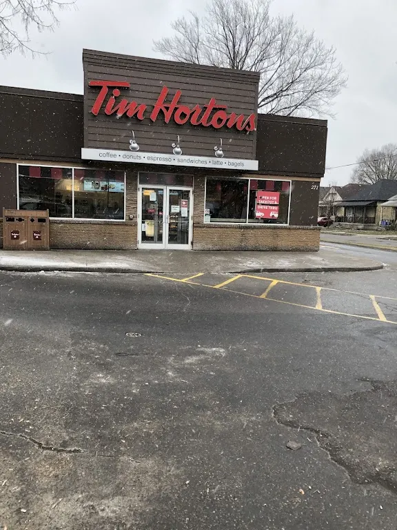Tim Hortons storefront and interior at 271 Hamilton Rd, London, ON