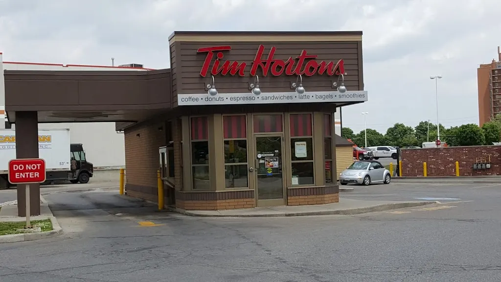Tim Hortons storefront and interior at 564 Fanshawe Park Rd East, London, ON