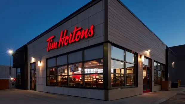 Tim Hortons storefront and interior at 755 Adelaide St, London, ON