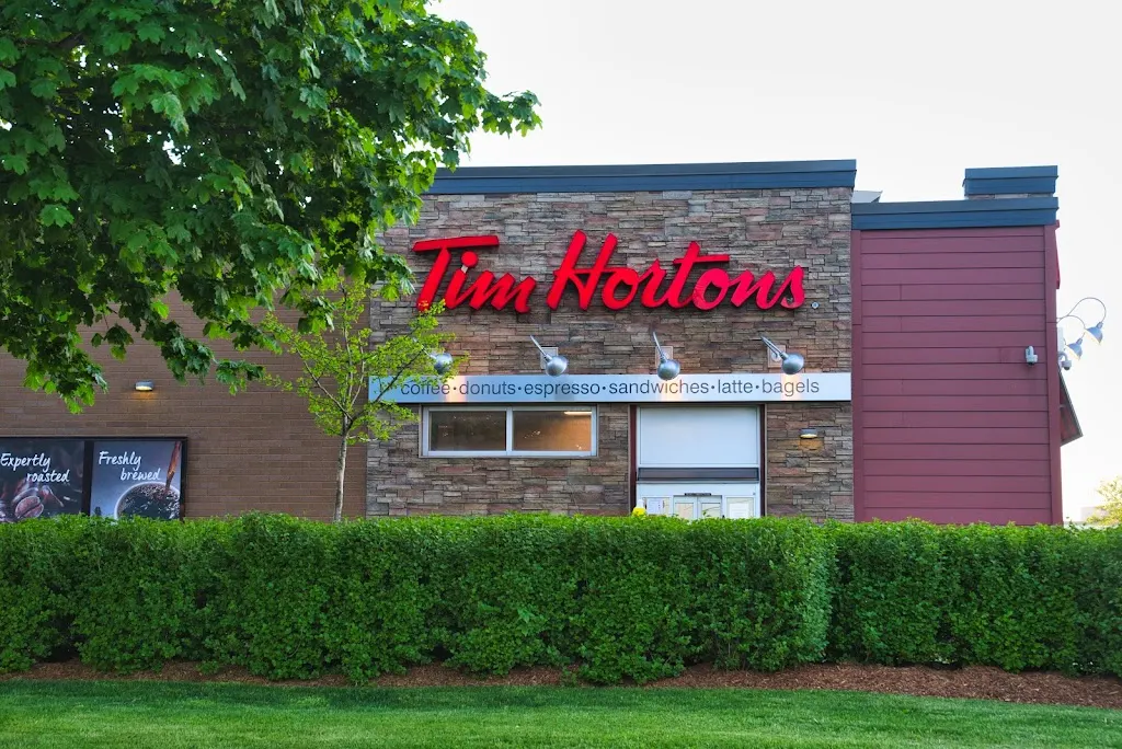 Tim Hortons storefront and interior at 799 York St, London, ON