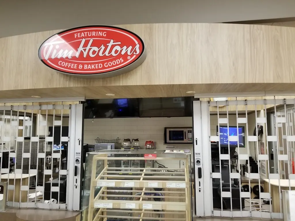 Tim Hortons storefront and interior at 800 Commissioners Rd E, London, ON