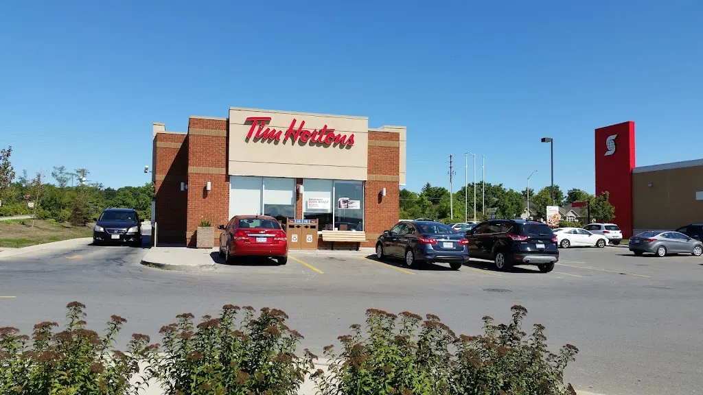Tim Hortons storefront and interior at 939 Southdale Rd W, London, ON