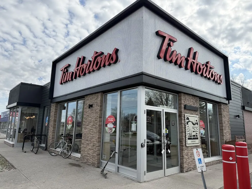 Tim Hortons storefront and interior at 1181 Highbury Ave, London, ON