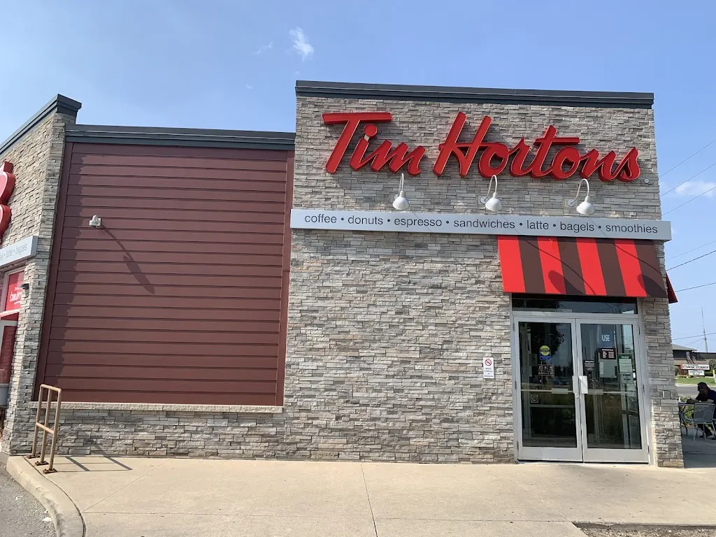 Tim Hortons storefront and interior at 3405 Wonderland Road South, London, ON