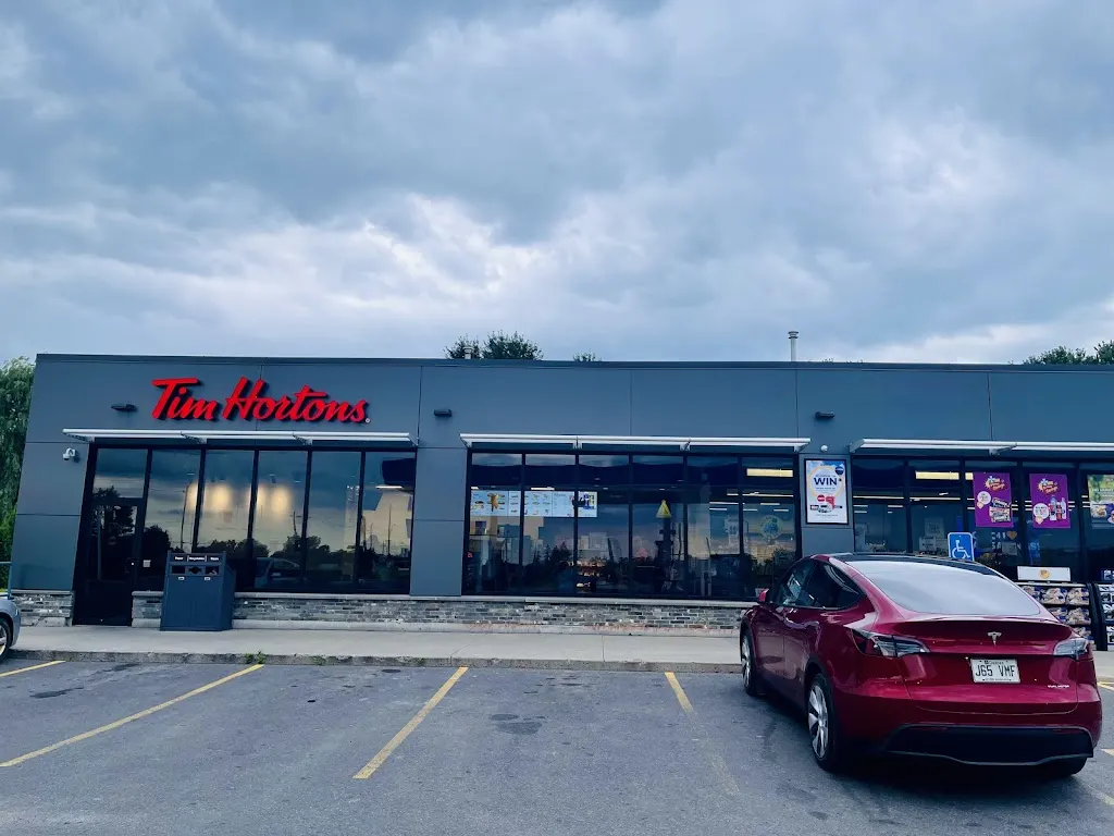 Tim Hortons storefront and interior at 1725 County Rd 4, L'orignal, ON