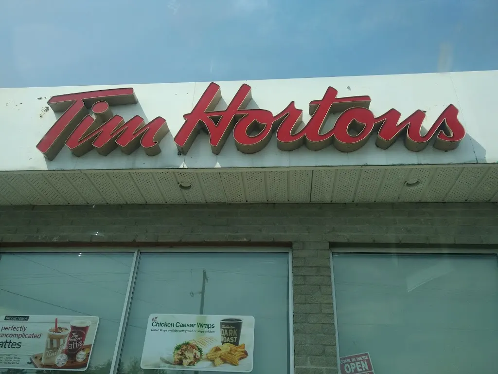 Tim Hortons storefront and interior at 3456 Hwy 138, Monkland, ON