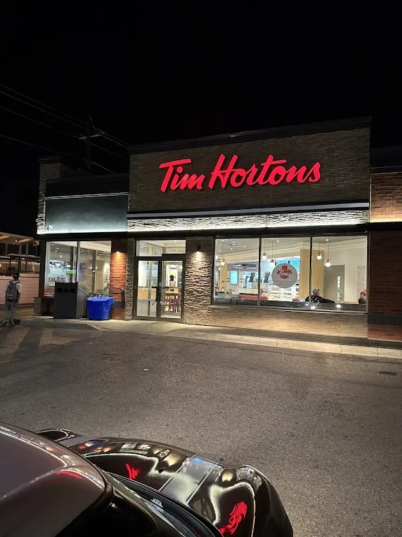 Tim Hortons storefront and interior at 191 Davis Dr, Newmarket, ON