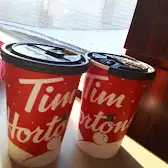 Tim Hortons storefront and interior at 191 Davis Dr, Newmarket, ON